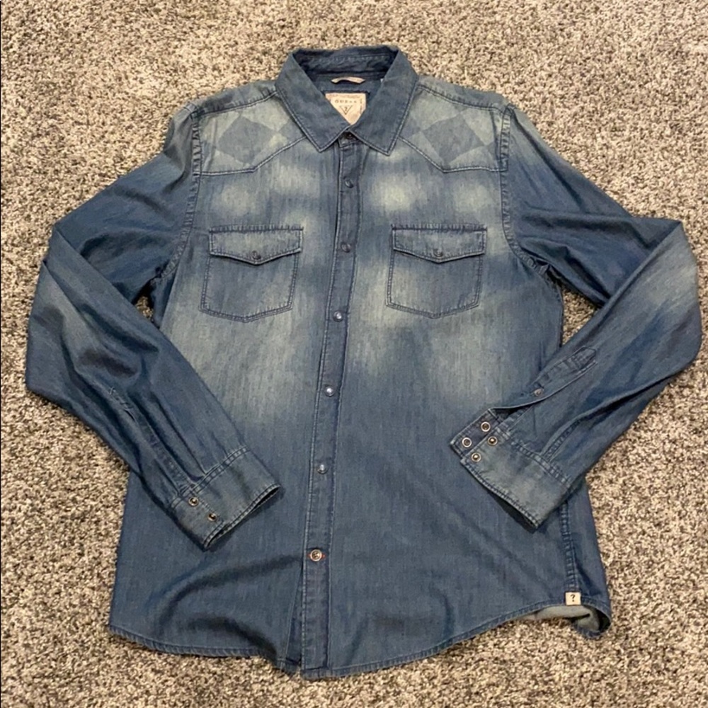 Guess western slim fit denim button down